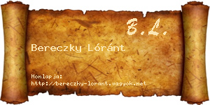 Bereczky Lóránt névjegykártya